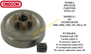 BĘBEN SPRZĘGŁA DOLMAR PARTNER POULAN 3/8 6Z OREGON