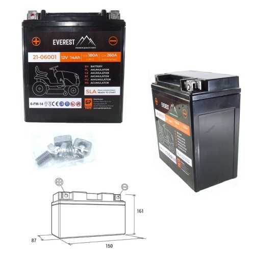 AKUMULATOR 12V 14Ah MCCULLOCH M 155-107 155107 165-97 165107 185-107 185107