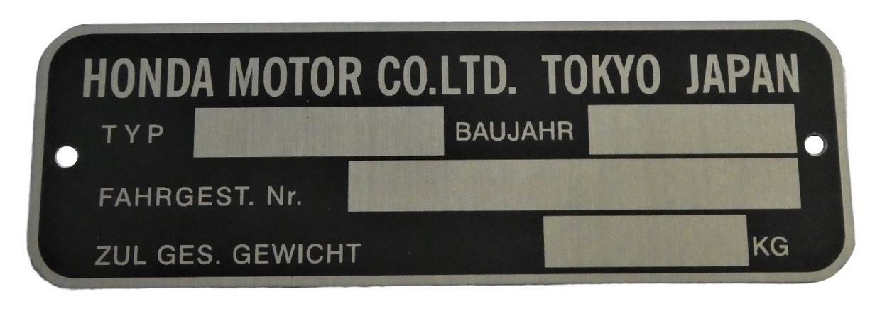 Tabliczka znamionowa Honda