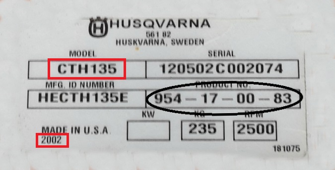 Tabliczka znamionowa Husqvarna Partner